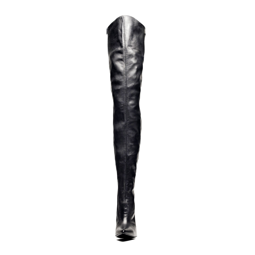 Botas altas de tacón alto mosqueteras (modelo 110) cuero burdeos