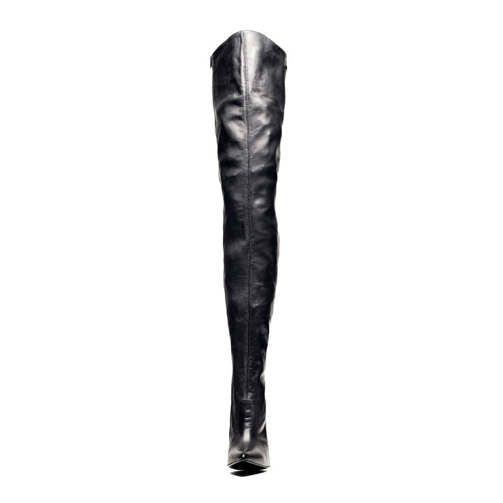 Botas altas de tacón alto mosqueteras (modelo 110) cuero burdeos
