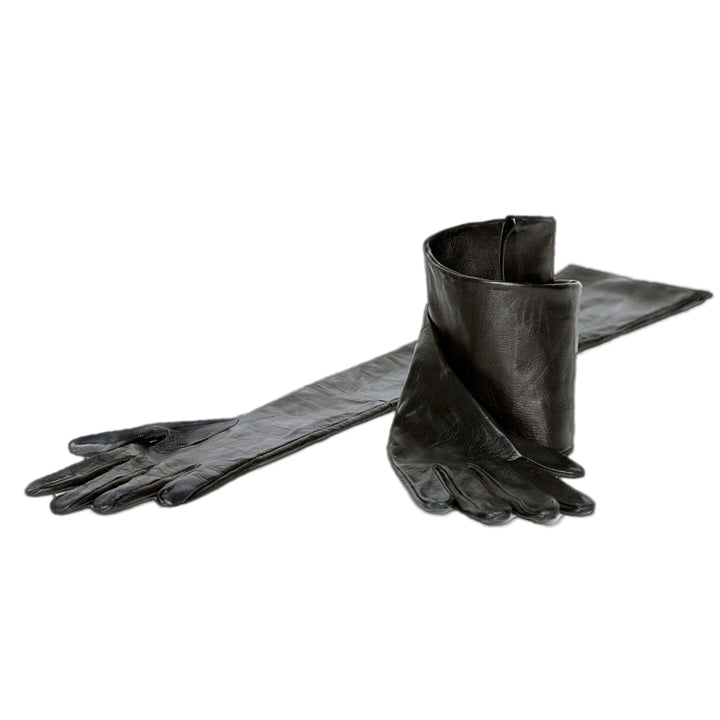 Extra long opera gloves (model 201) leather black