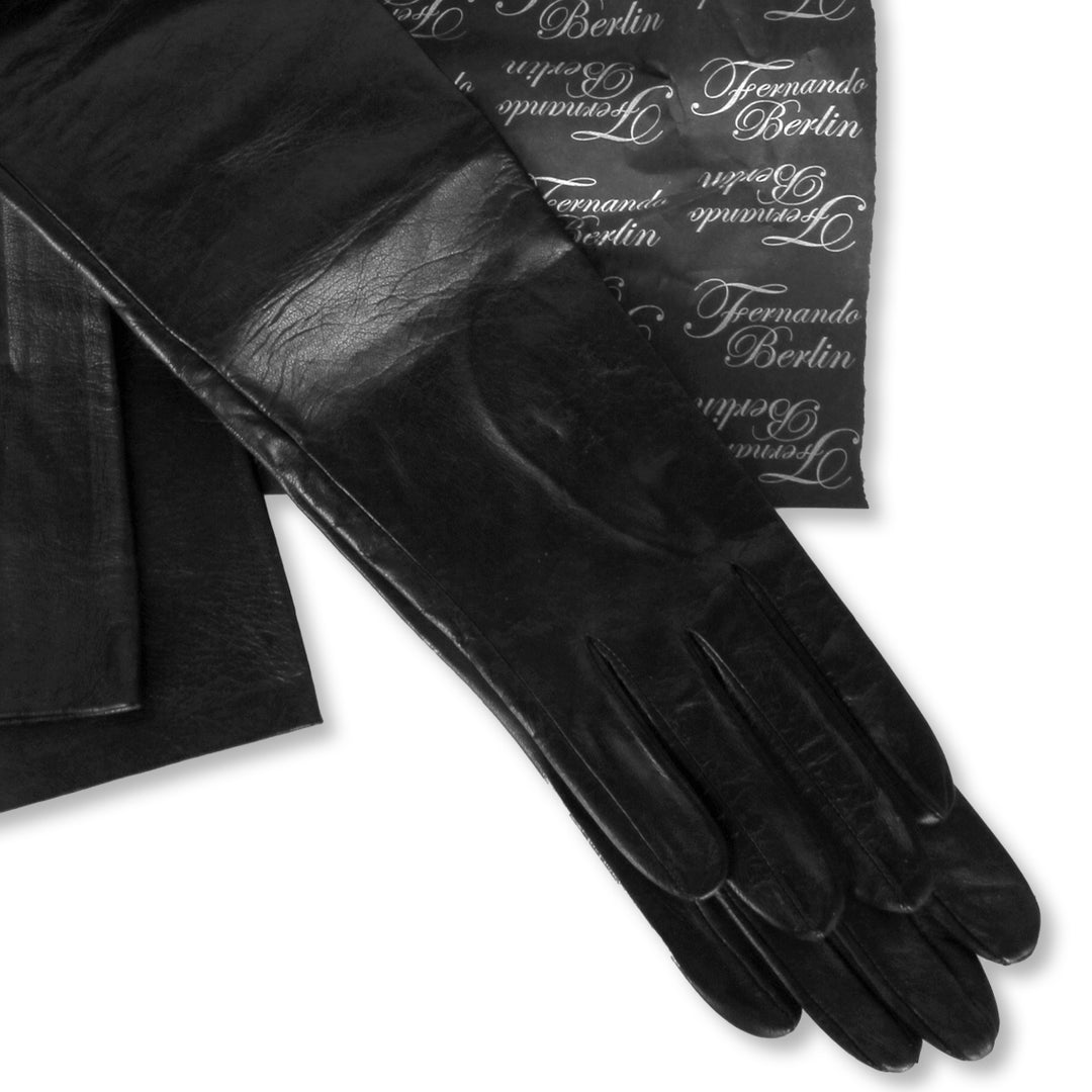 Extra long opera gloves (model 201) leather black