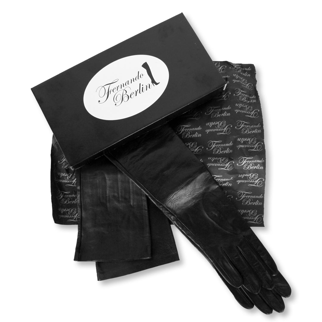 Extra long opera gloves (model 201) leather black