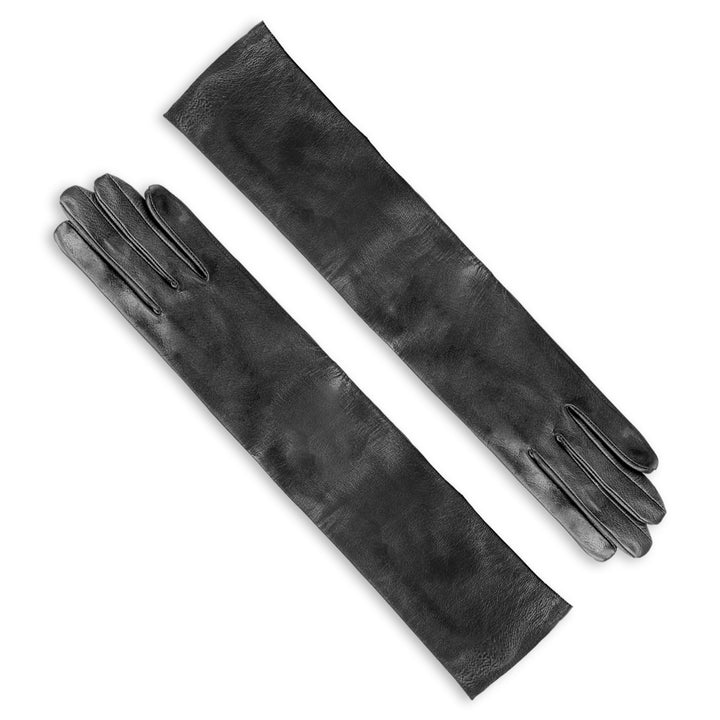 Opera gloves forearm length (model 203) black leather