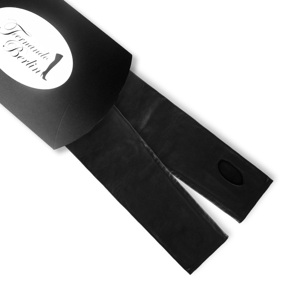 Lange Armstulpen aus Leder (Modell 217) Leder schwarz