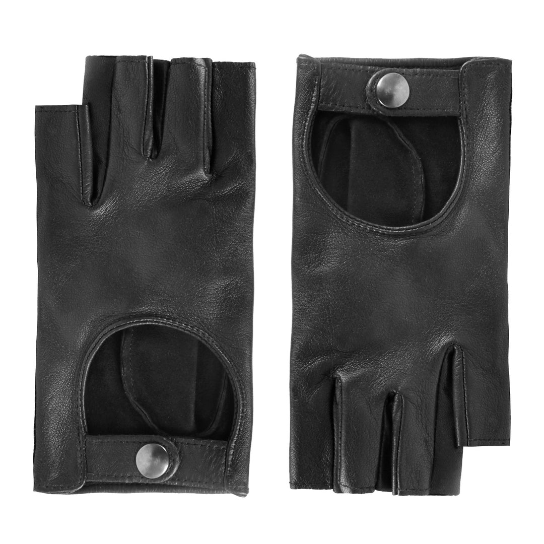 Guantes de conducción sin dedos (modelo 222) cuero negro