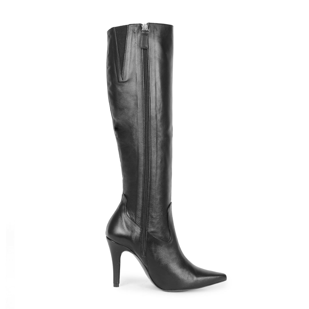 Botas hasta la rodilla con tacón alto (modelo 301) cuero lacado oxblood
