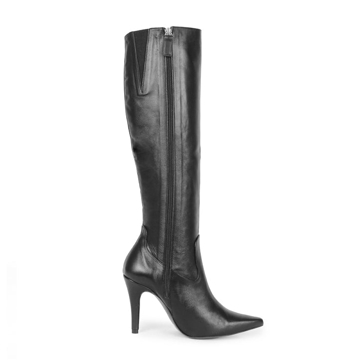 Botas hasta la rodilla con tacón alto (modelo 301) cuero lacado oxblood