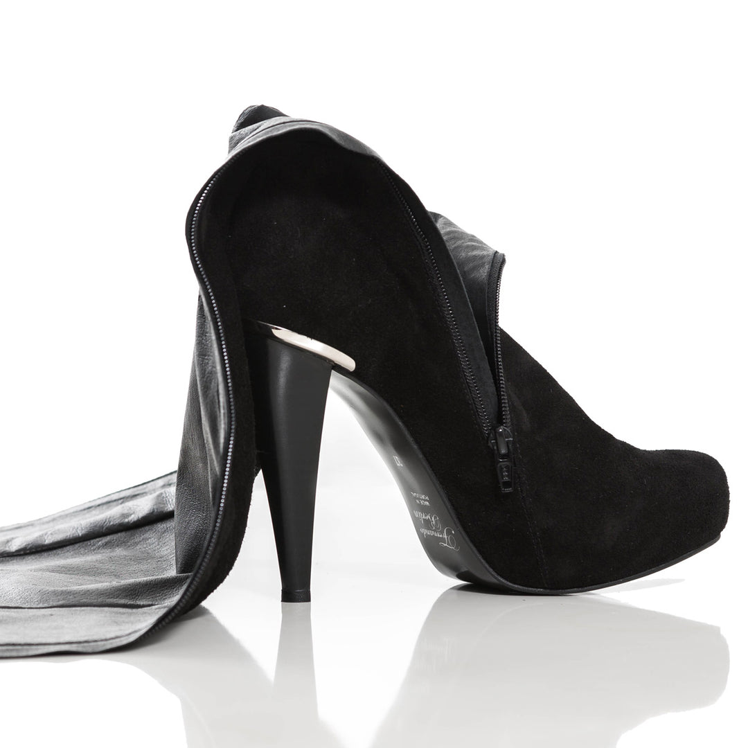 Cuissardes à talon haut et plateforme (modèle 306) en velours noir