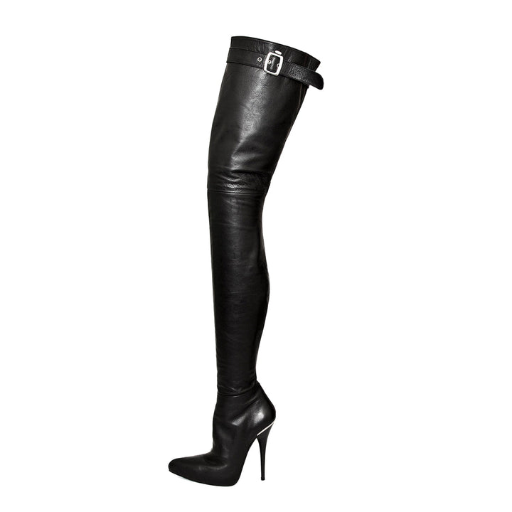 Botas superlargas mosqueteras con hebilla (modelo 316) cuero burdeos