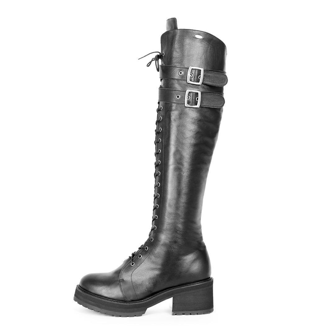 Stiefel im Combat/Gothic-Style kniehoch (Modell 470) Leder weiß