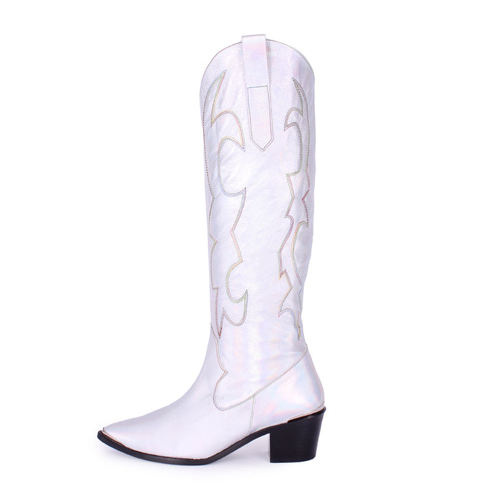 Botas vaqueras hasta la rodilla PRIDE EDITION (modelo 480) cuero plata