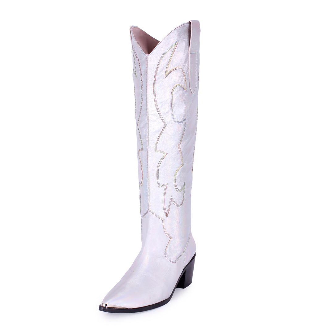 Botas vaqueras hasta la rodilla PRIDE EDITION (modelo 480) cuero plata