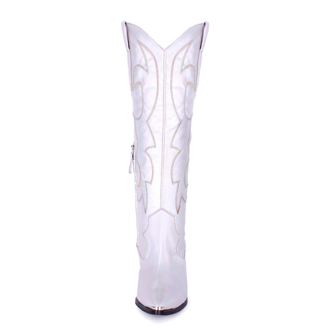 Botas vaqueras hasta la rodilla PRIDE EDITION (modelo 480) cuero plata