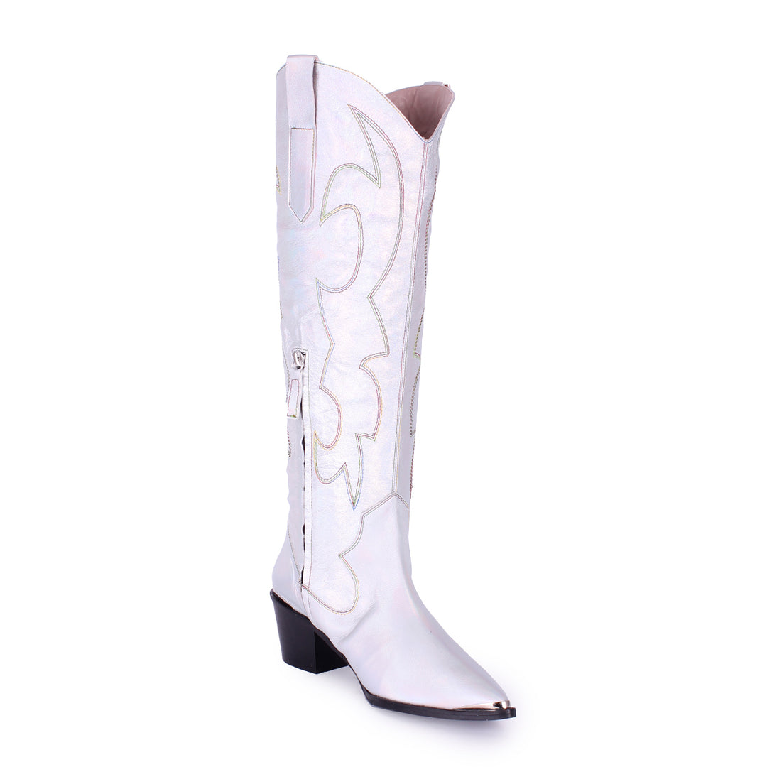 Botas vaqueras hasta la rodilla PRIDE EDITION (modelo 480) cuero plata