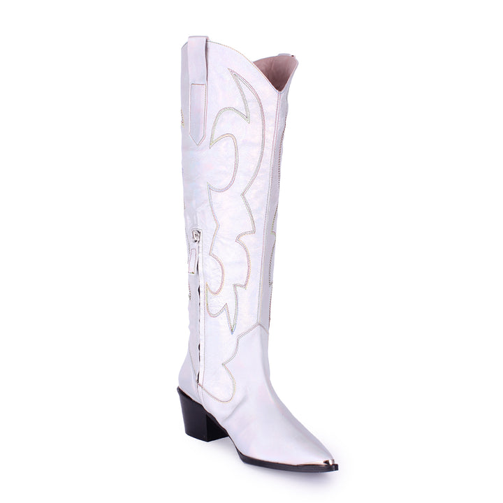 Botas vaqueras hasta la rodilla PRIDE EDITION (modelo 480) cuero plata