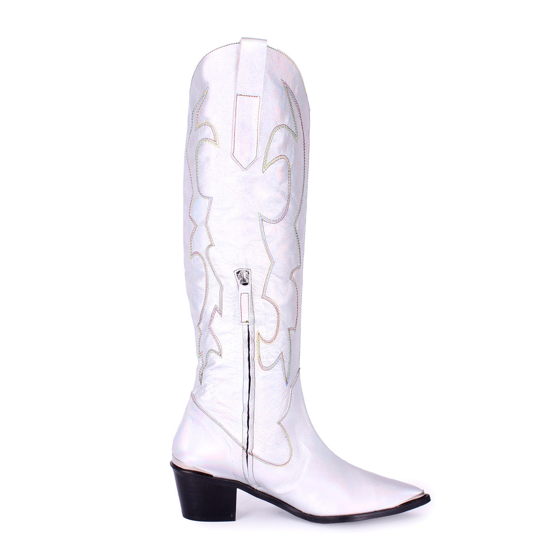 Botas vaqueras hasta la rodilla PRIDE EDITION (modelo 480) cuero plata
