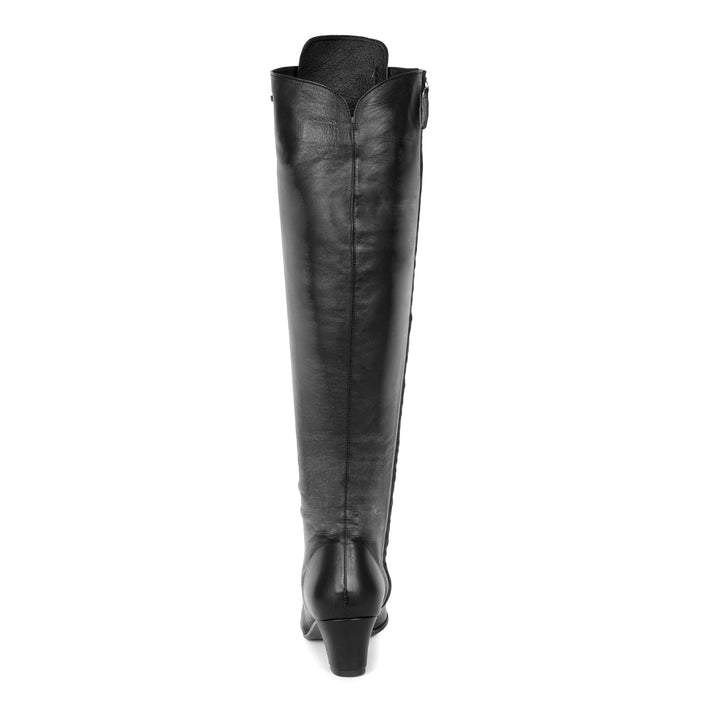 Knee-high boot with laces (model 490) leather black