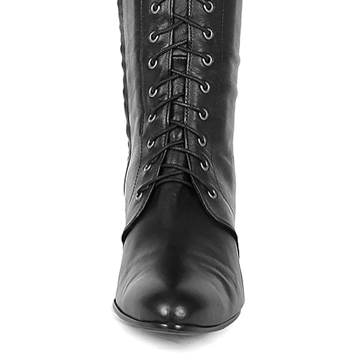 Knee-high boot with laces (model 490) leather black