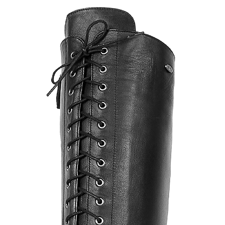 Knee-high boot with laces (model 490) leather black