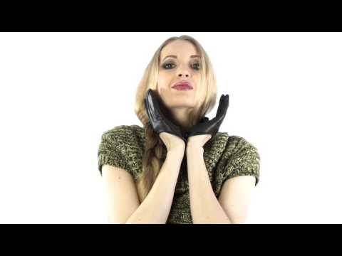 Half-scoop leather gloves with button (model 208) black leather