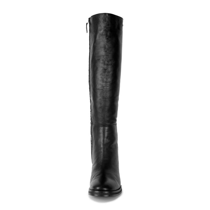 Bottes à petit talon bloc hauteur genou (modèle 407) cuir noir