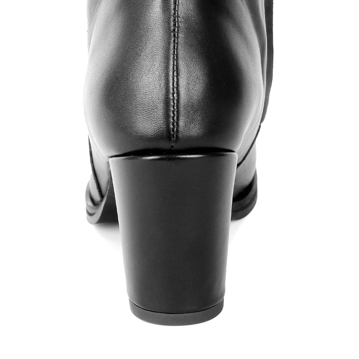 Bottes à petit talon bloc hauteur genou (modèle 407) cuir noir