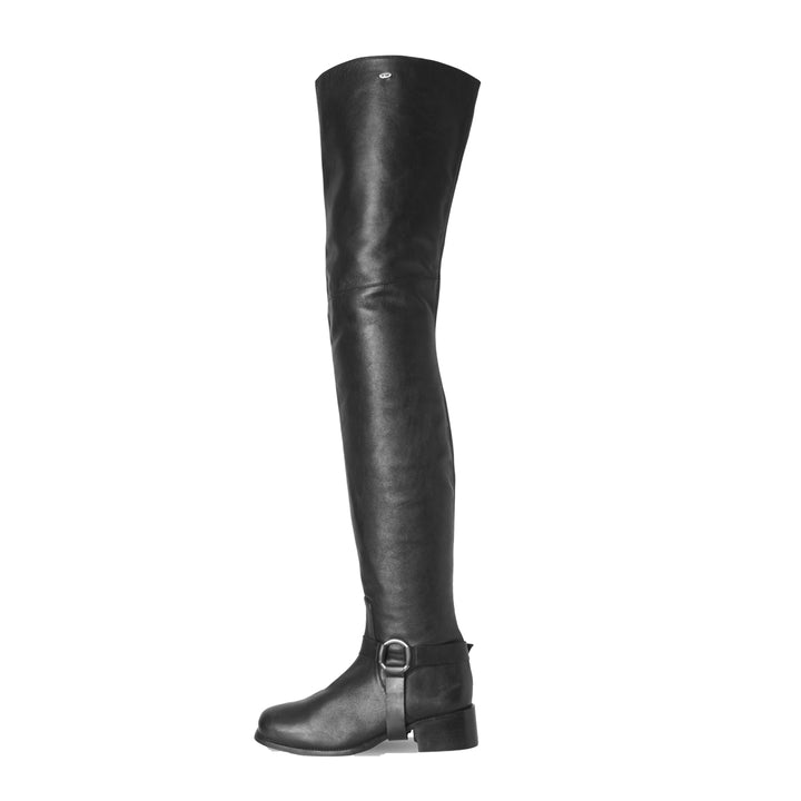 Bottes motard cuissardes (modèle 105) cuir noir