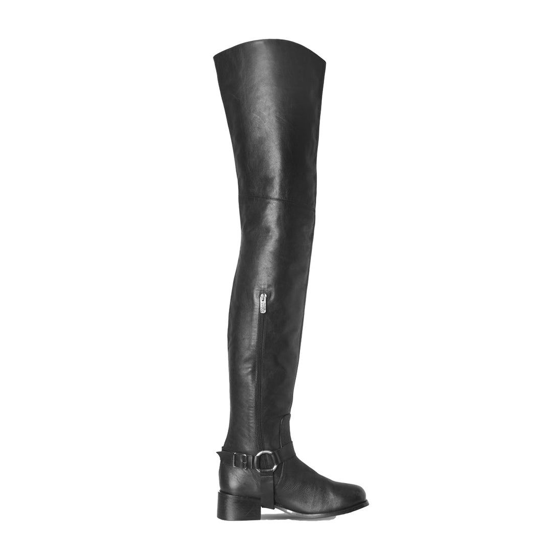 Biker boots thigh highs (model 105) leather camel