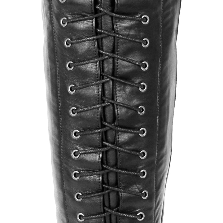 Cuissardes ultra plates à laçage (modèle 108) cuir gris