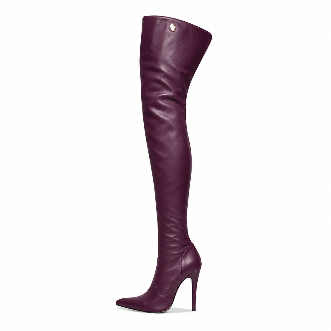 High heel thigh high boots  (model 110) leather bordeaux