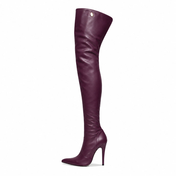 High heel thigh high boots  (model 110) leather bordeaux