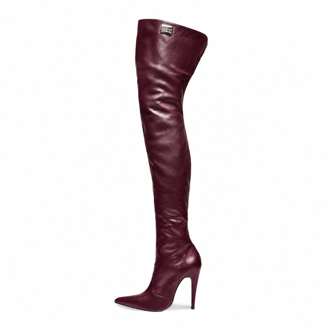 Cuissardes à talon haut (modèle 110) cuir bordeaux