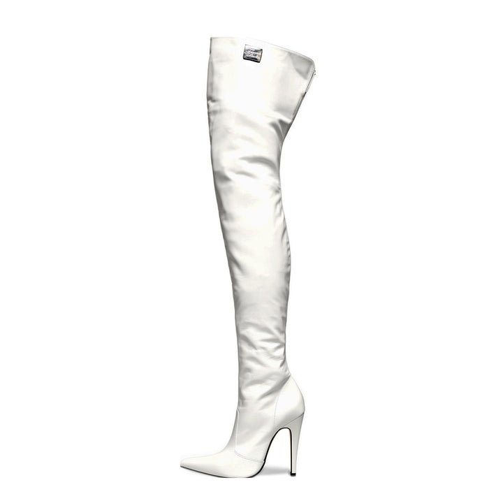 High heel thigh high boots (model 110) leather white