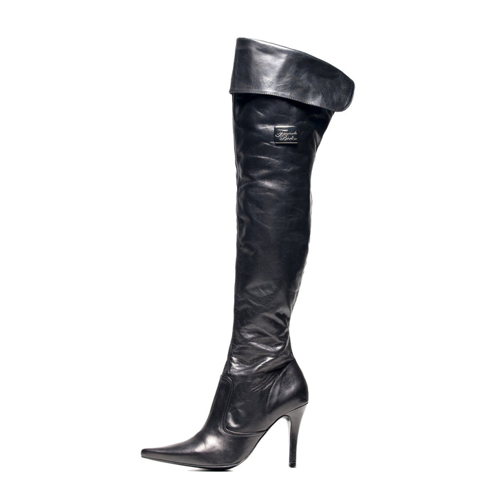 Cuissardes classiques à revers (modèle 111) cuir noir