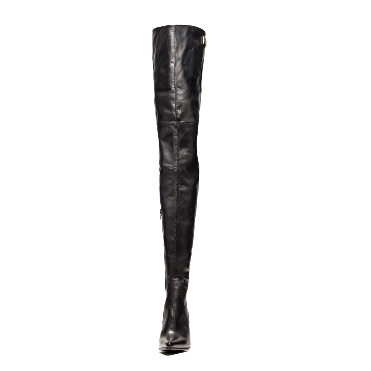 Crotch high boots block heel model 112 leather white