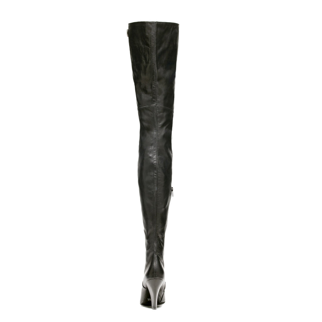 Crotch high boots block heel (model 112) leather red