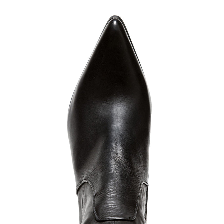 Crotch high boots block heel (model 112) leather ivory