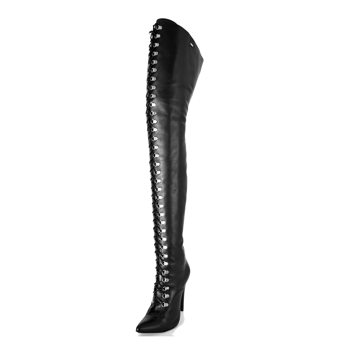Thigh high boots with lacing and high heels (model 116