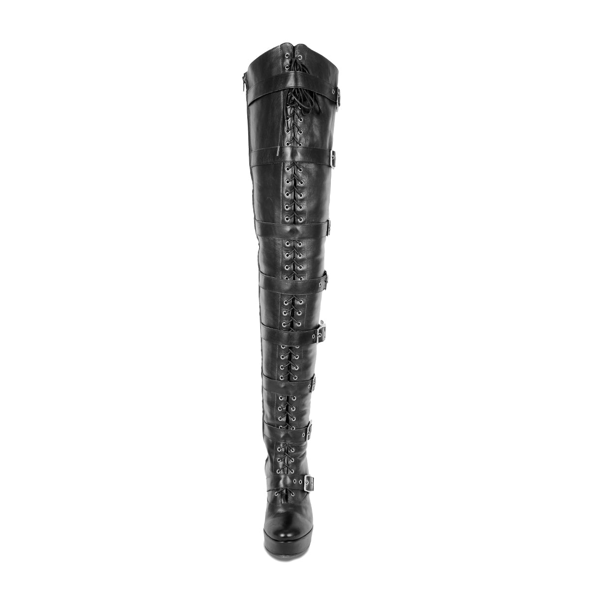 Thigh-high boots with buckles and stiletto heel (model 117
