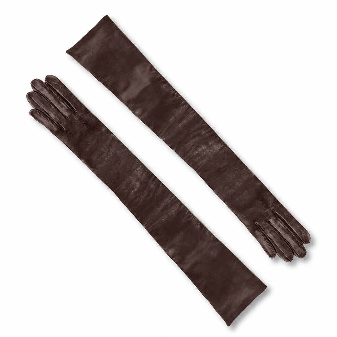 Opera gloves elbow length (model 202) leather brown