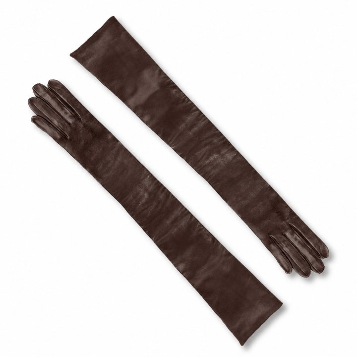 Opera gloves elbow length (model 202) leather brown