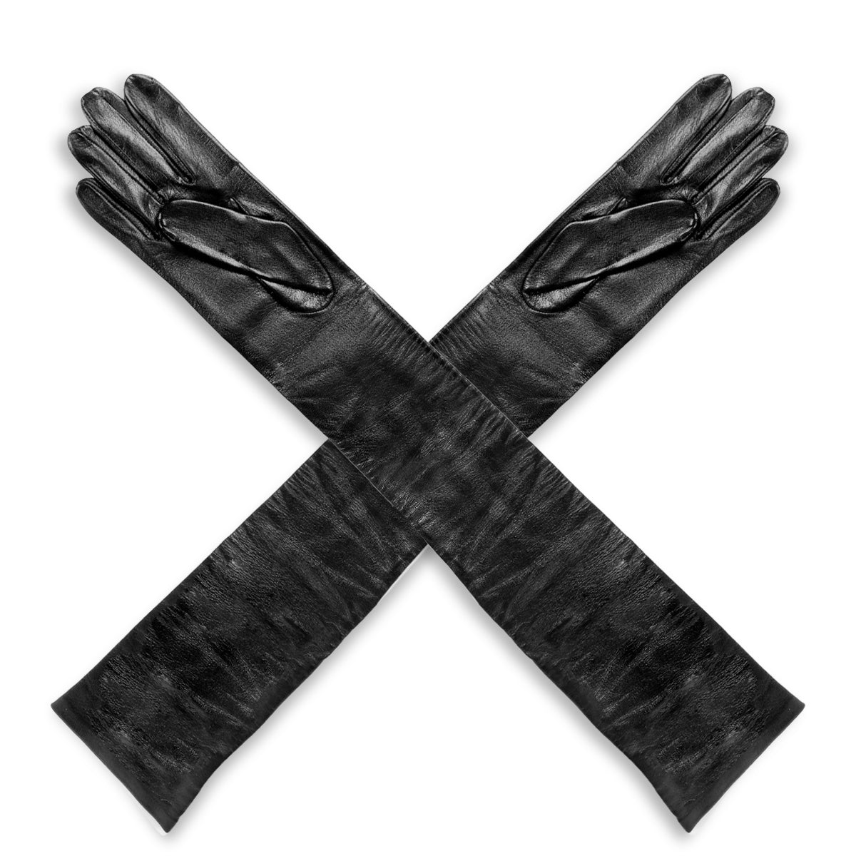 Opera gloves elbow length (model 202) black leather
