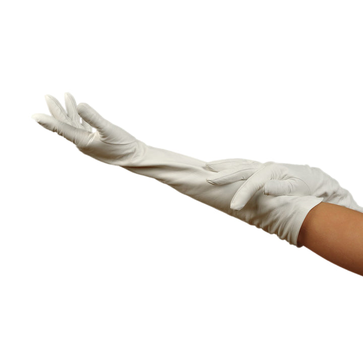 Galahandschuhe aus Leder ellbogenlang (Modell 202) Leder weiß