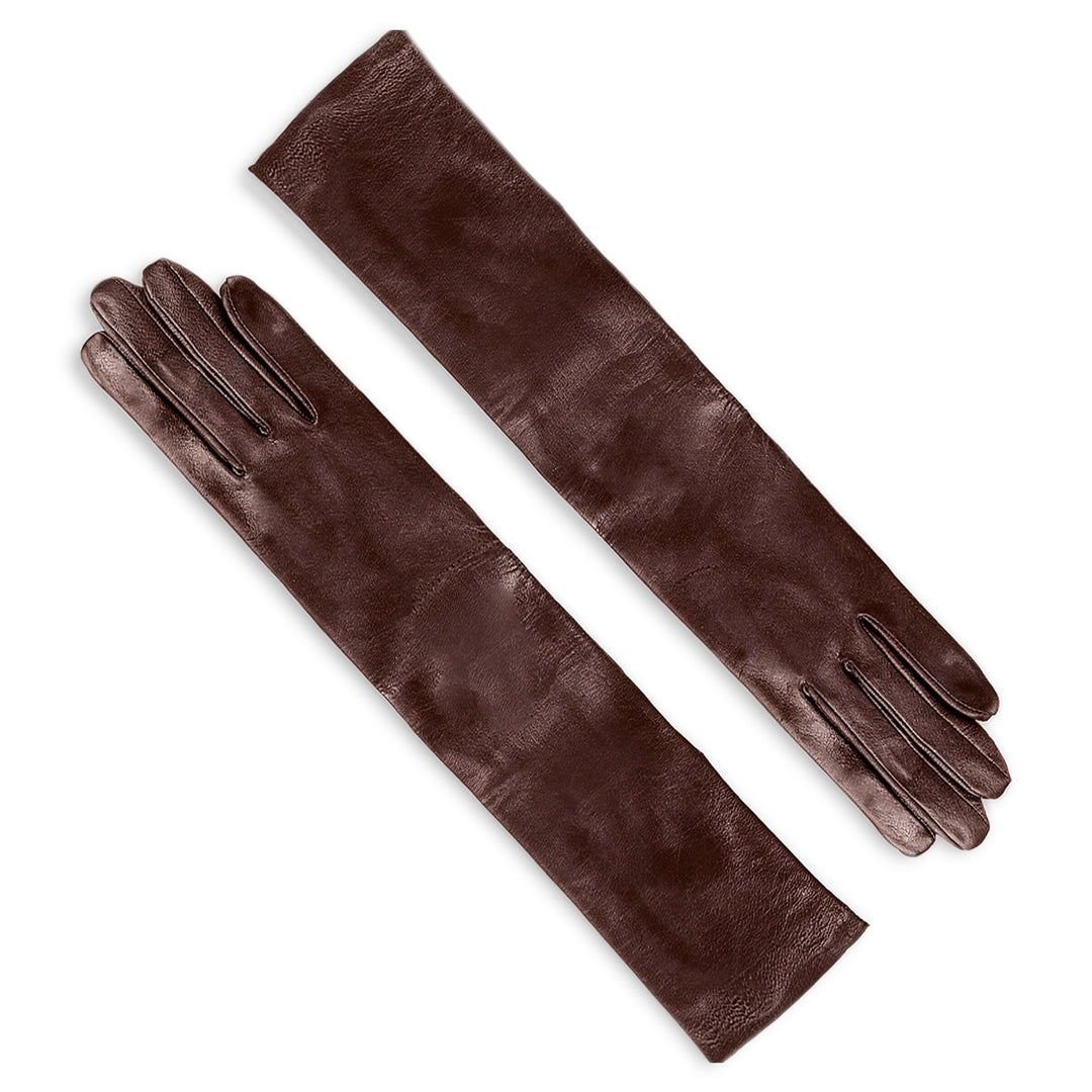 Gants Gala en cuir longueur avant-bras (modèle 203) cuir marron