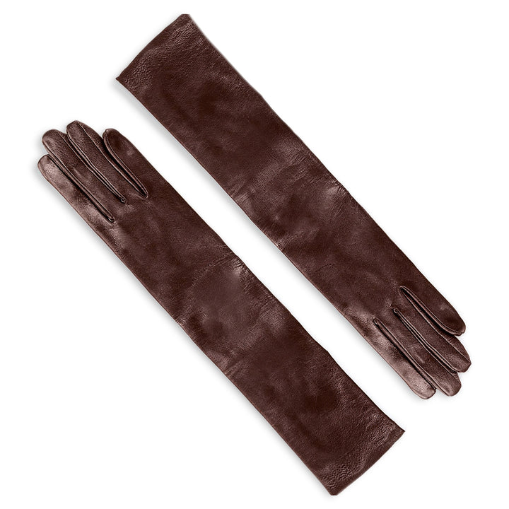 Gants Gala en cuir longueur avant-bras (modèle 203) cuir marron