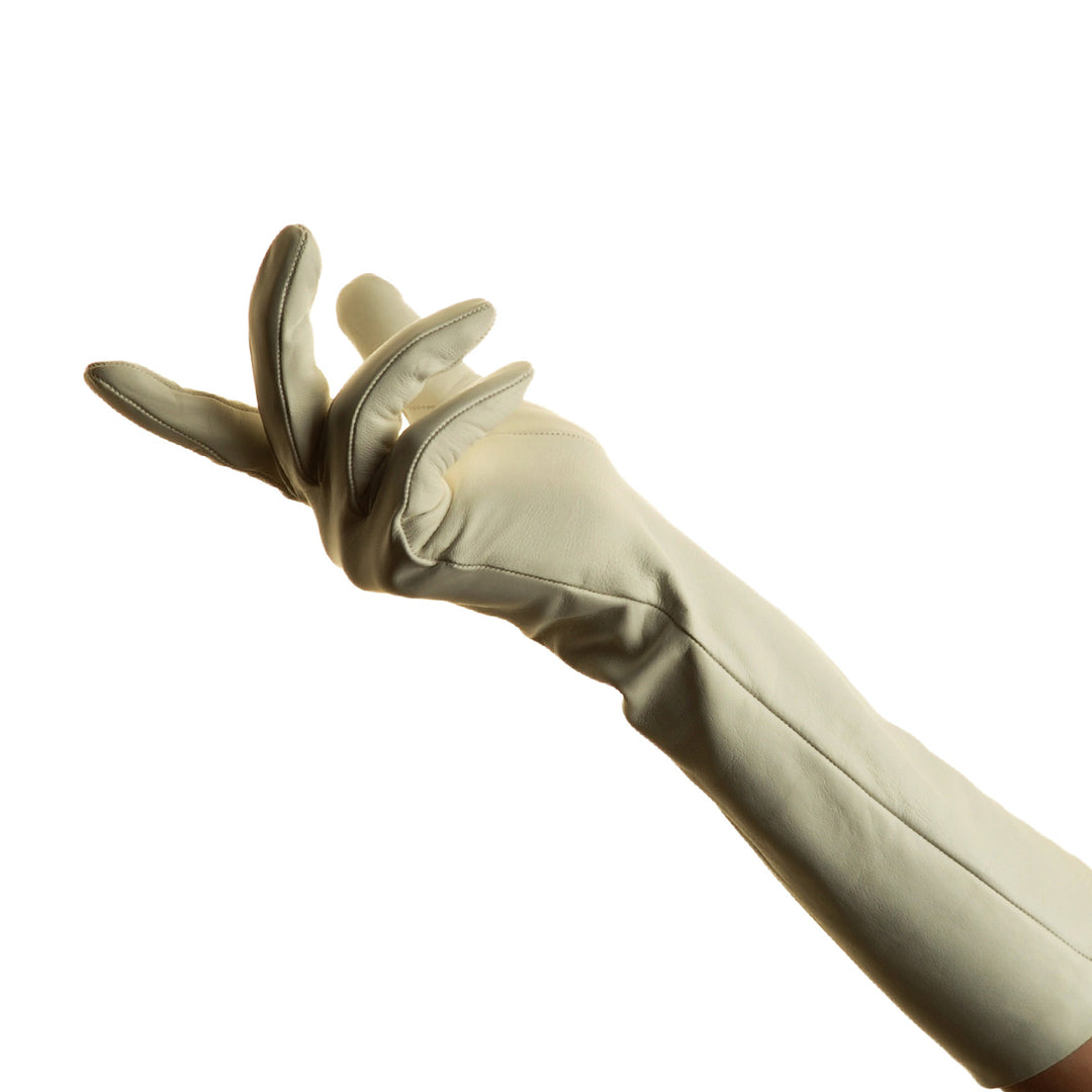 opera handschuhe Opera gloves forearm length (model 203) leather white – Fernando Berlin