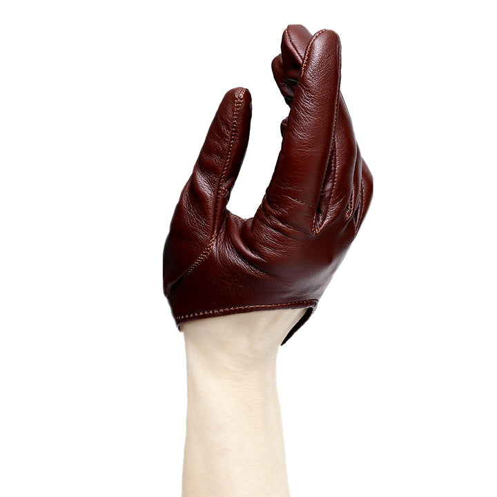 Extrakurze Handschuhe mit Knopf aus Leder (Modell 208) Leder braun