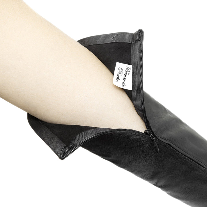 Gants de gala extra longs avec fermeture éclair (modèle 209) cuir noir