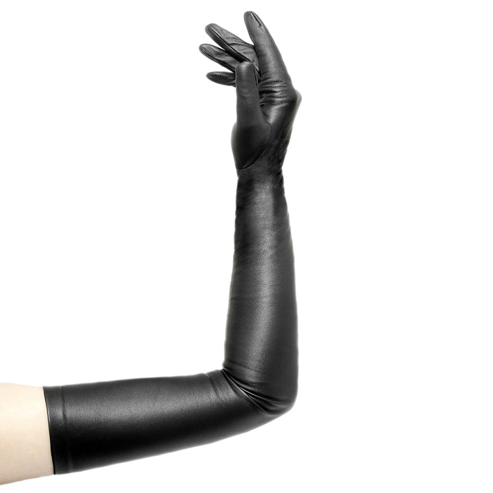 Gants de gala extra longs avec fermeture éclair (modèle 209) cuir noir
