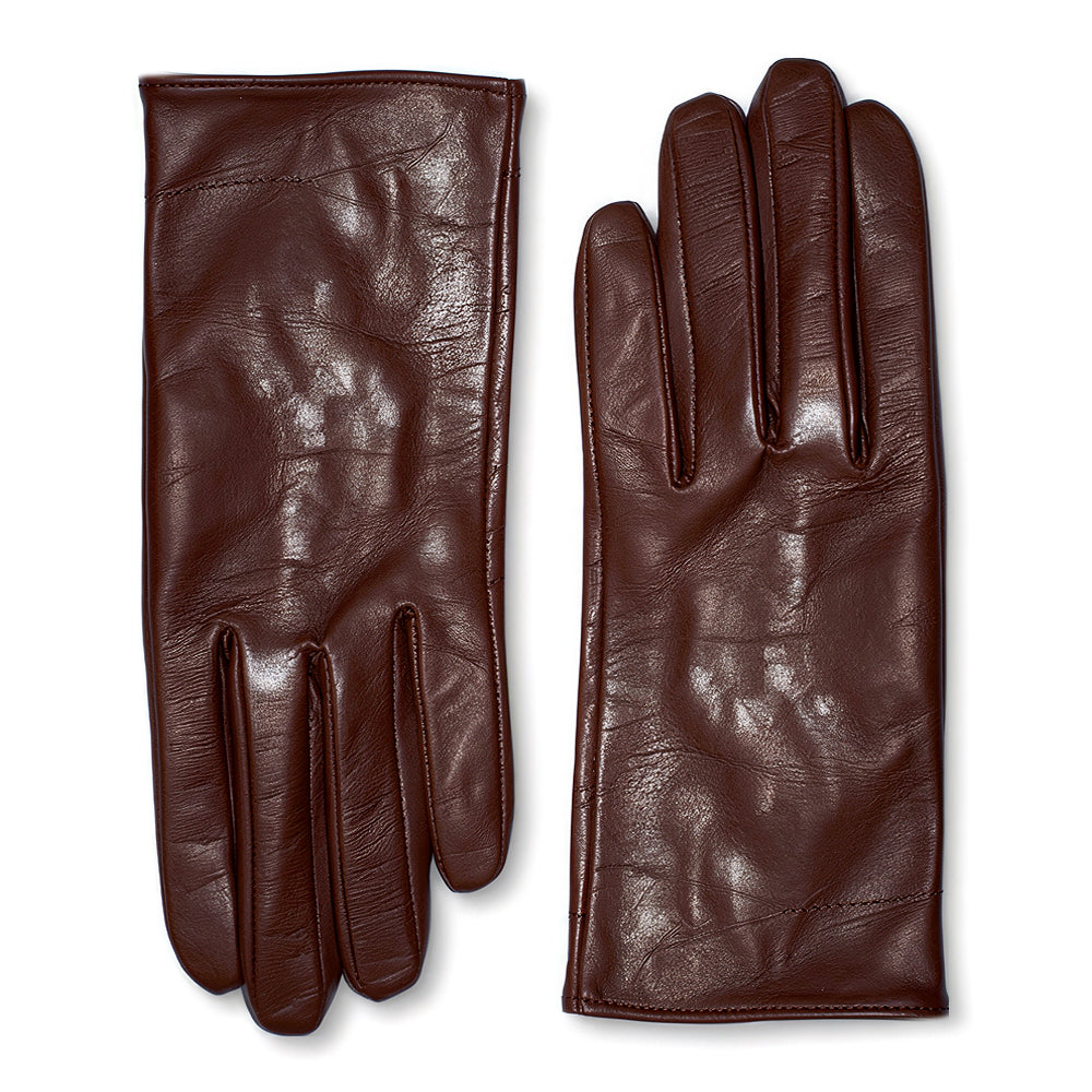 Kurze Handschuhe aus Leder mit Knopf (Modell 210) Leder braun – Fernando Berlin