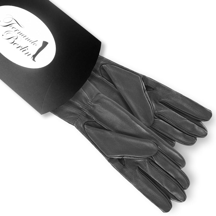Lange Lederhandschuhe mit Gummizug (Modell 223) Leder weiß